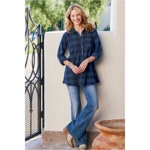 Soft Surroundings Supremely Soft Pull On Flare Jean sz medium Blue Wash Stretch